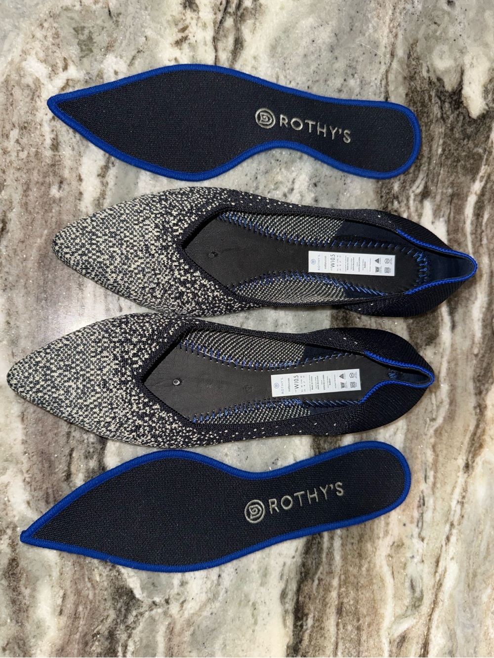 Rothy's Slate Pointed Glitter Flat